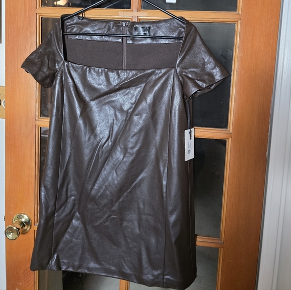 Line & Dot Dresses & Skirts - Line & Dot Brown Faux Leather Dress Size Small NWT